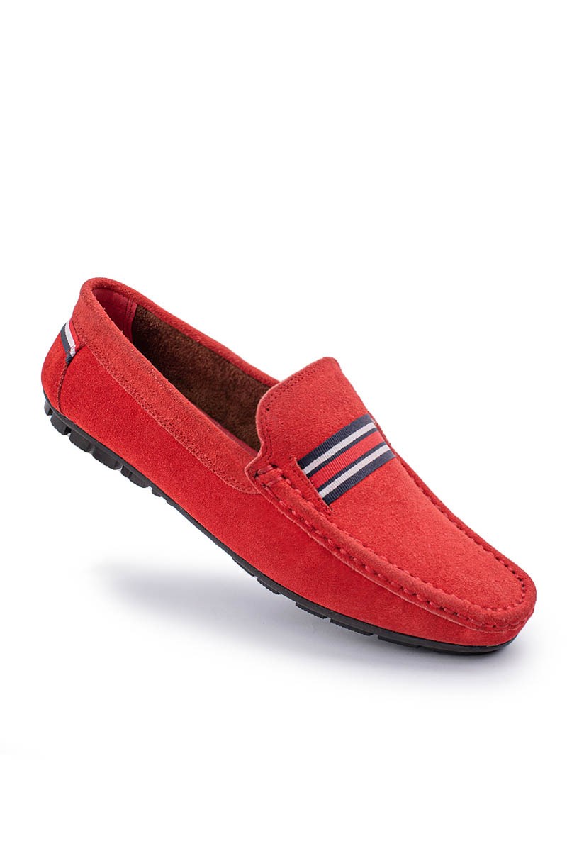 ALEXANDER GARCIA Men's Natural Suede Moccasins - Red 20230321142