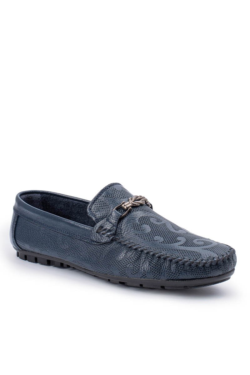 ALEXANDER GARCIA Men's Genuine Leather Moccasins - Dark Blue 20230321110