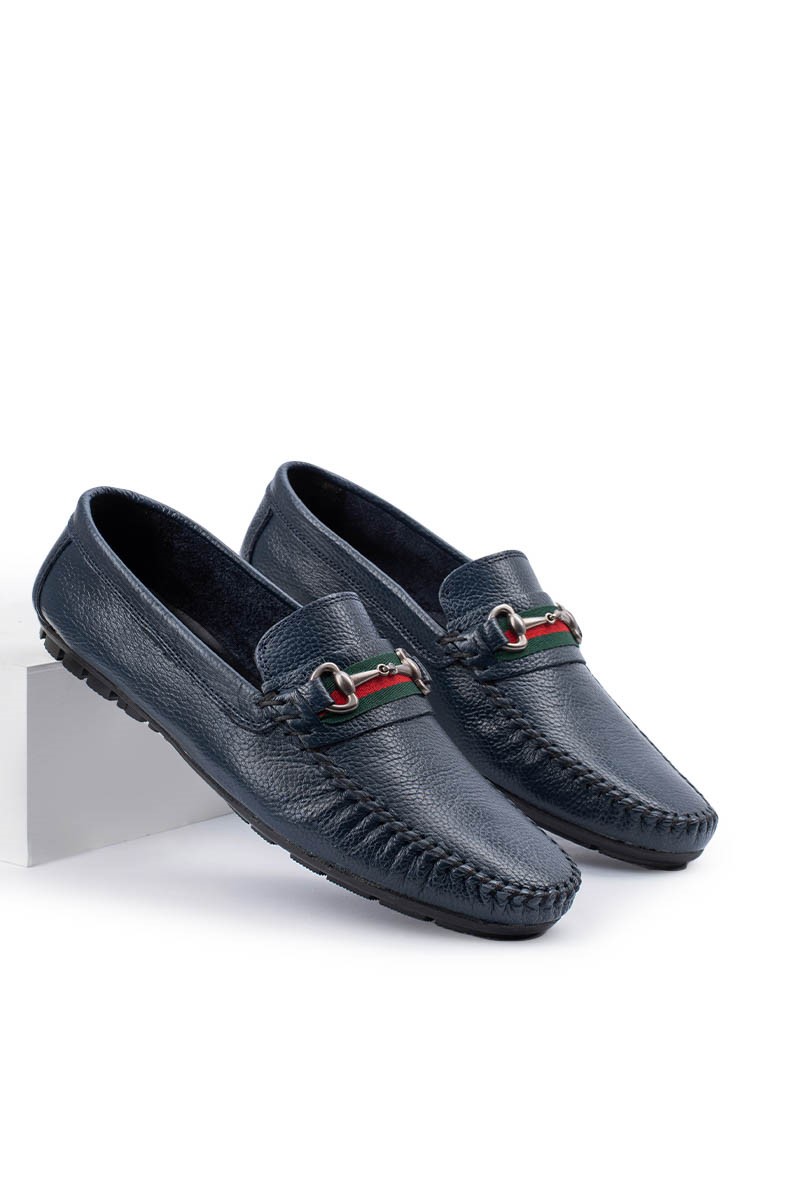 ALEXANDER GARCIA Men's Genuine Leather Moccasins - Dark Blue 20230321120