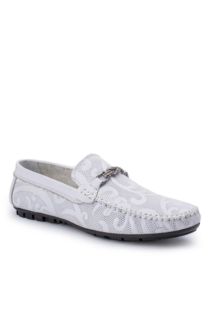 ALEXANDER GARCIA Men's Genuine Leather Moccasins - White 20230321109