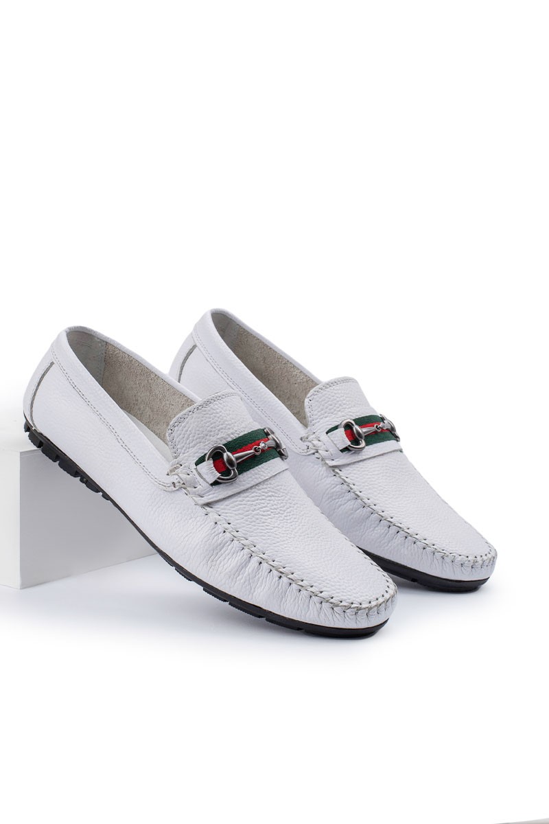 ALEXANDER GARCIA Men's Genuine Leather Moccasins - White 20230321119