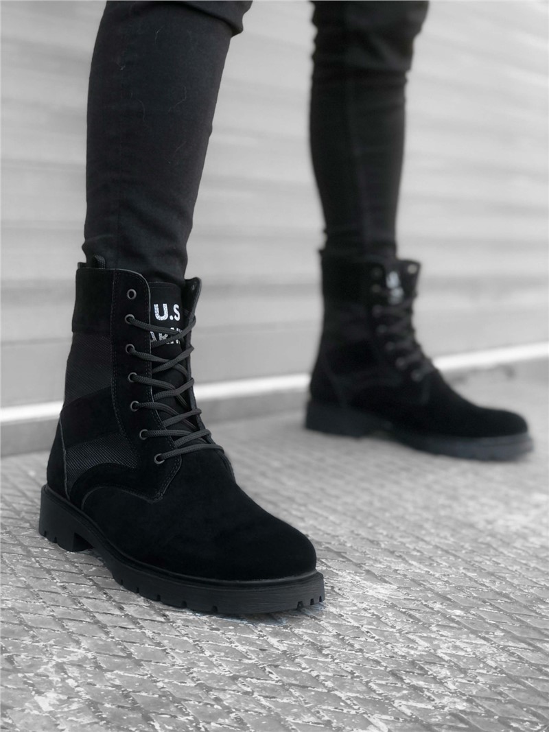 Men's suede sports boots BA0087 - Black #322173