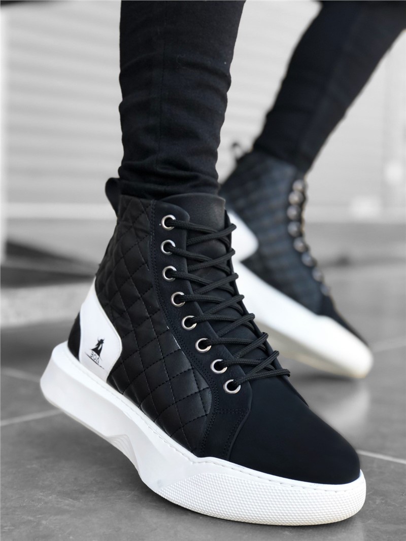 Men's sports boots BA0159 - Black with white # 321973