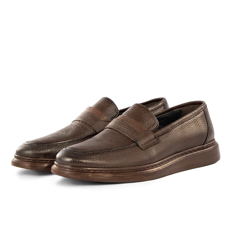Ducavelli Men's Genuine Leather Casual Shoes - Dark Brown #334625