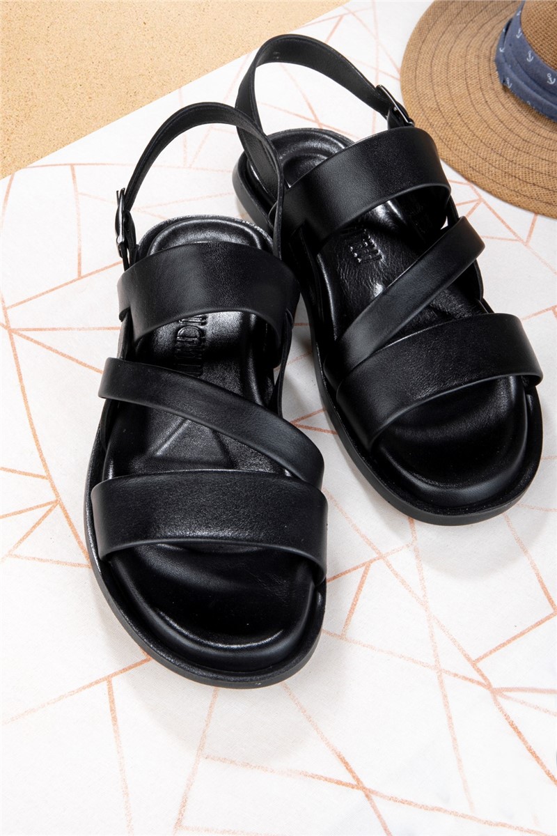 Ducavelli Men's Genuine Leather Sandals - Black #369433
