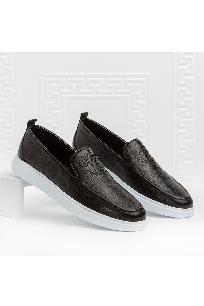 Marwells Men's Real Leather Embossed Shoes - Black #2021355