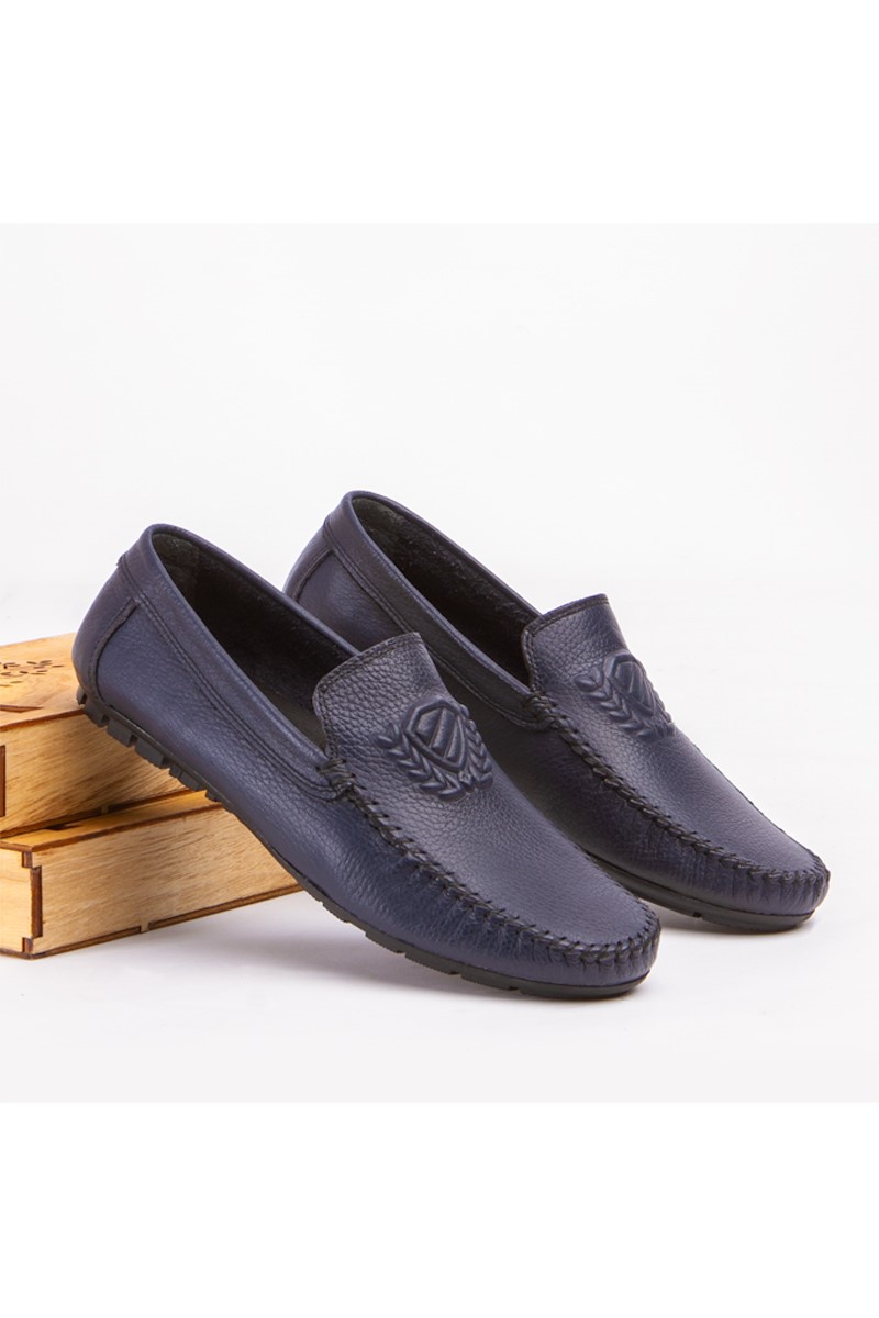 Marwells Men's Real Leather Shoes - Dark Blue #2021512