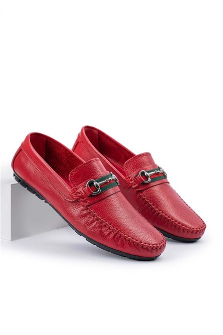 ALEXANDER GARCIA Men's Genuine Leather Moccasins - Red 20230321113