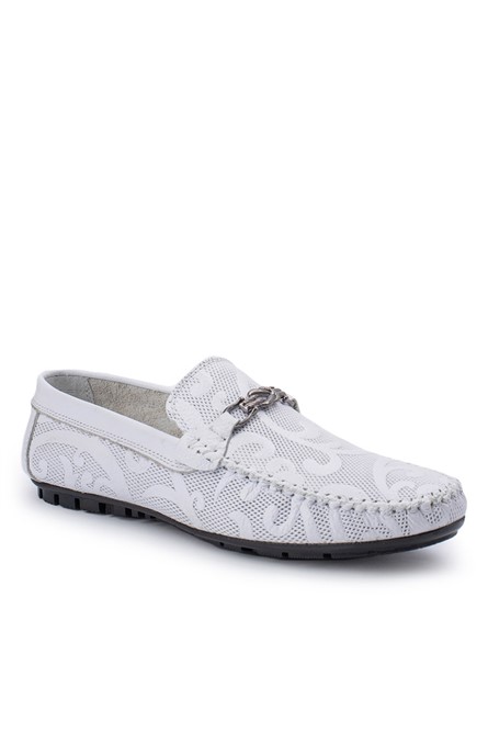 ALEXANDER GARCIA Men's Genuine Leather Moccasins - White 20230321109