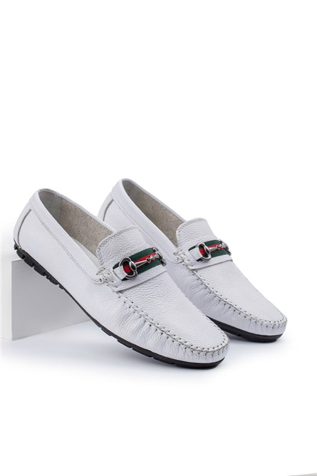 ALEXANDER GARCIA Men's Genuine Leather Moccasins - White 20230321119