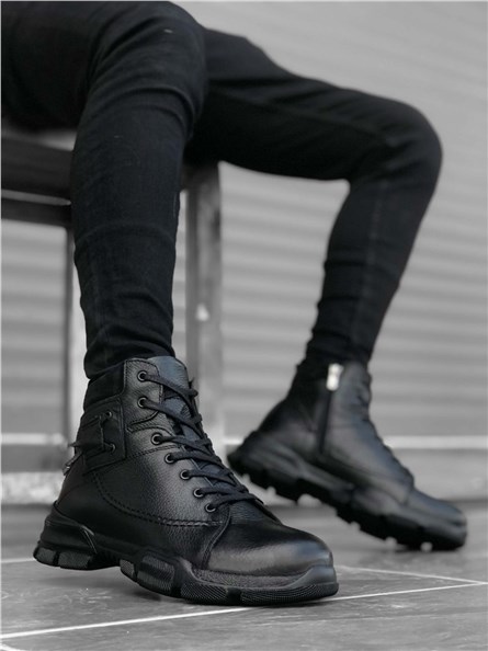 Men's leather boots BA0184 - Black #324190