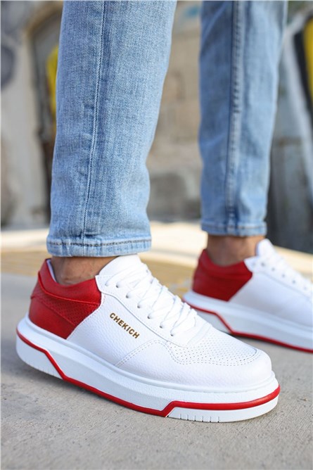 Chekich Unisex Shoes CH075 - White with Red #359586