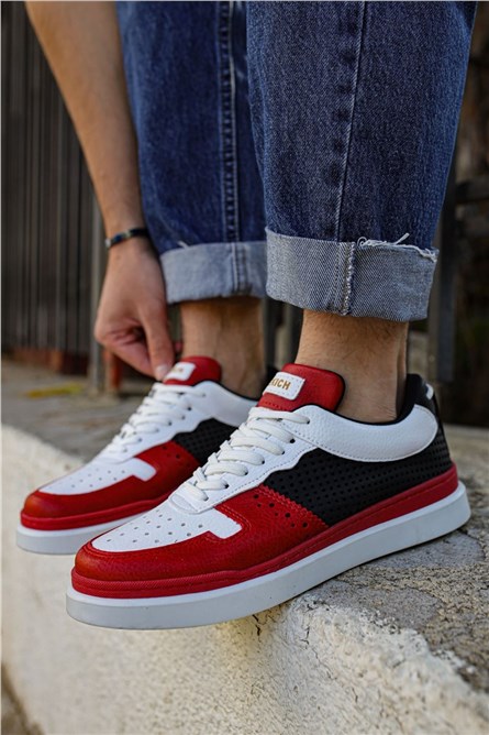 Chekich Men's Shoes CH109 - Red with White #359647