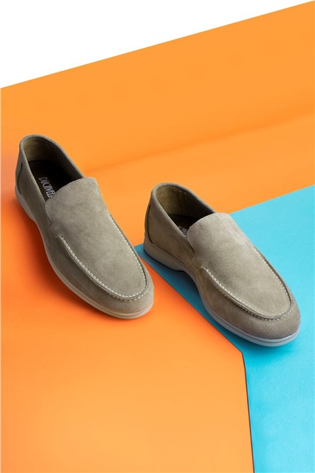 Ducavelli Men's Natural Suede Shoes - Beige #333228