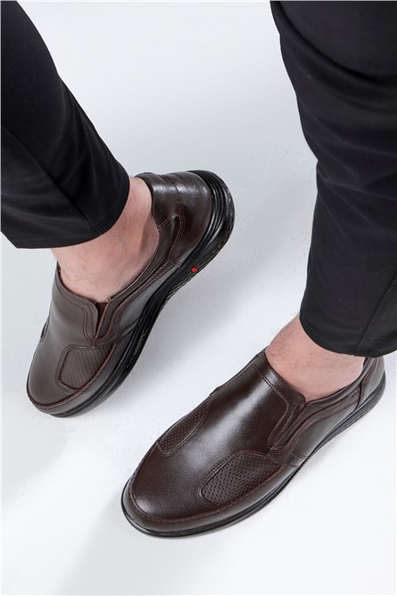 Ducavelli Men's Genuine Leather Casual Shoes - Dark Brown #381616