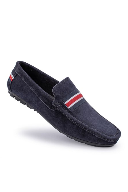 ALEXANDER GARCIA Men's Natural Suede Moccasins - Dark Blue 20230321140