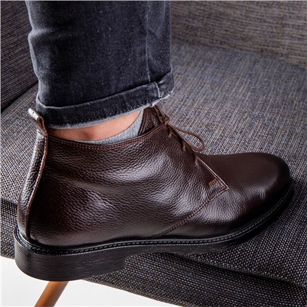 Ducavelli Men's Genuine Leather Casual Boots - Dark Brown #363782