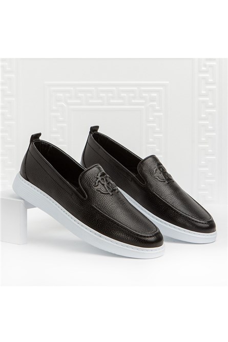 Marwells Men's Real Leather Embossed Shoes - Black #2021355
