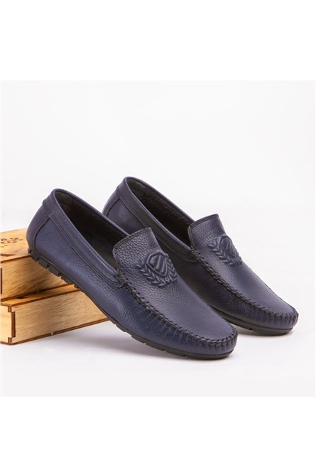 Marwells Men's Real Leather Shoes - Dark Blue #2021512