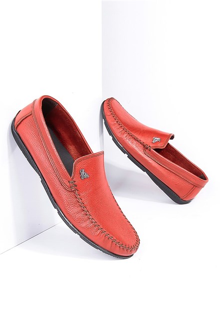 GPC Men's Real Leather Loafers - Red #795965706