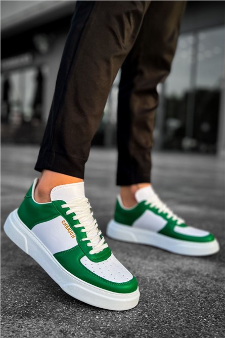 CH087 FBT Men's Sports Shoes - White with Green #410345