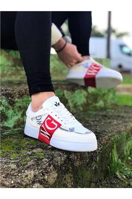 Men's Casual Shoes WG202 - White with Red #364983